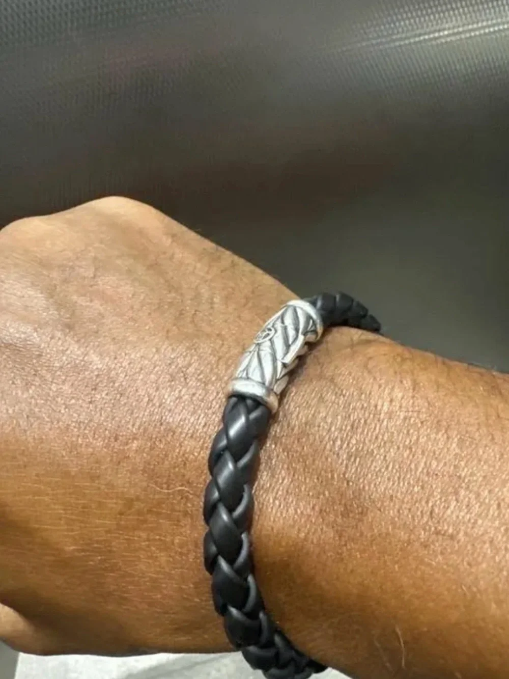 David Yurman 8mm Rubber Bracelet with Silver-Tone Clasp size M